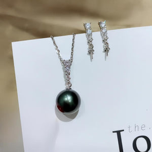 DIY Pearl Accessories Set S925 Silver Three Diamond Princess Style Classic Pendant Earrings Set Accessories Empty Holder