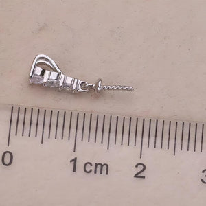 DIY Pearl Accessories Set S925 Silver Three Diamond Princess Style Classic Pendant Earrings Set Accessories Empty Holder