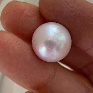 3A 1pc 13-14mm White Round Freshwater Pearl