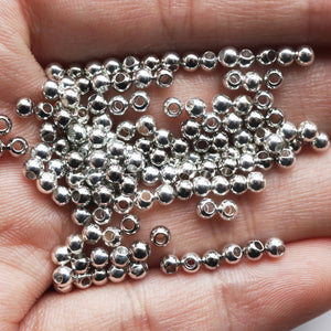10pcs 2-10mm round spacers beads - sterling silver