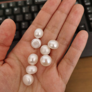 5A 1pc Half drilled 10-13mm white button pearl