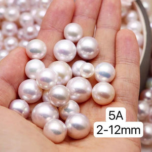 5A 1pc White round 2-12mm freshwater pearls