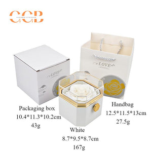 Rotating Blue Preserved Rose Ring and Pendant Ring Box