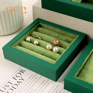 Green Velvet Jewelry Tray Organizer for Necklaces Rings Earrings