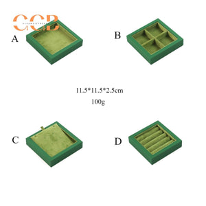 Green Velvet Jewelry Tray Organizer for Necklaces Rings Earrings