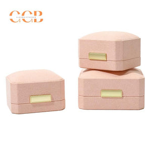 Premium wholesale pink octagonal microfiber jewelry box