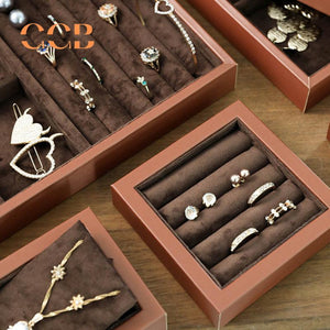 Brown Velvet Jewelry Tray Organizer for Retail Display Wholesale