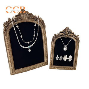 Gold Earring Necklace Jewelry Display Vintage Photography Frame