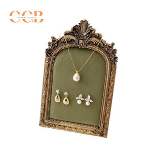 Gold Earring Necklace Jewelry Display Vintage Photography Frame