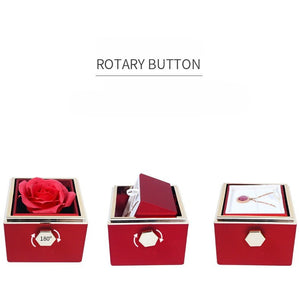 Rotating Real Rose Flower Ring & Pendant Ring Jewelry Box
