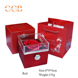 Rotating Real Rose Flower Ring & Pendant Ring Jewelry Box