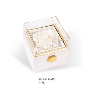 Rotating Real Rose Flower Ring & Pendant Ring Jewelry Box