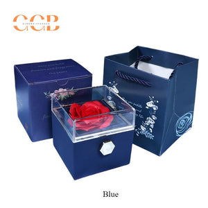 Rotating Real Rose Flower Ring & Pendant Ring Jewelry Box