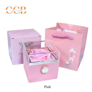 Rotating Real Rose Flower Ring & Pendant Ring Jewelry Box