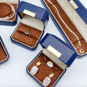 Customised PU Leather Blue Jewelry Box