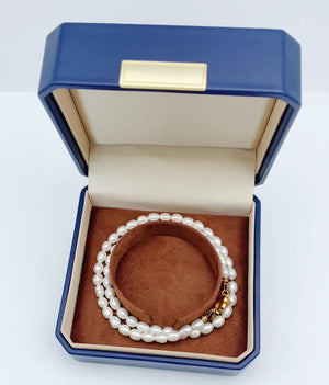 Customised PU Leather Blue Jewelry Box