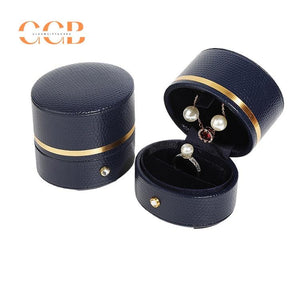 Premium PU Leather Blue and Green Oval Ring Box