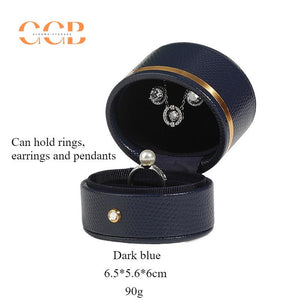 Premium PU Leather Blue and Green Oval Ring Box