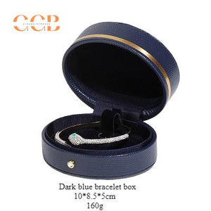 Premium PU Leather Blue and Green Oval Ring Box