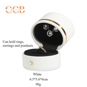 Premium PU Leather Blue and Green Oval Ring Box