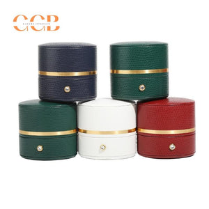 Premium PU Leather Blue and Green Oval Ring Box
