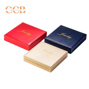 Gold PU Leather Pearl Necklace Jewelry Box