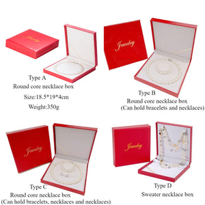 Gold PU Leather Pearl Necklace Jewelry Box
