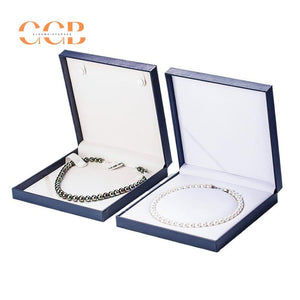 Gold PU Leather Pearl Necklace Jewelry Box