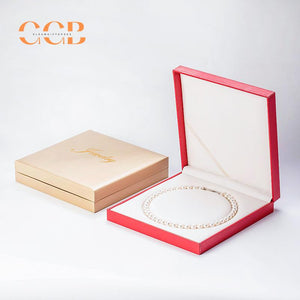Gold PU Leather Pearl Necklace Jewelry Box