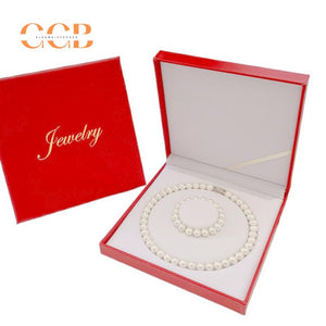 Gold PU Leather Pearl Necklace Jewelry Box