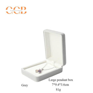 Gray Velvet Necklace Earring Ring Jewelry Box