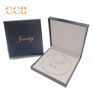 Gold PU Leather Pearl Necklace Jewelry Box