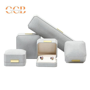 Gray Octagonal Velvet Jewelry Box