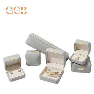 Gray Octagonal Velvet Jewelry Box