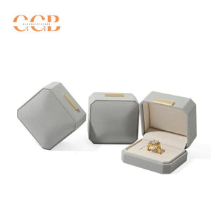 Gray Octagonal Velvet Jewelry Box