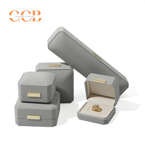 Gray Octagonal Velvet Jewelry Box