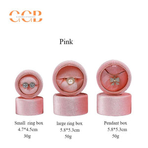 Cylinder Bowtie Ribbon Velvet Ring and Pendant Box