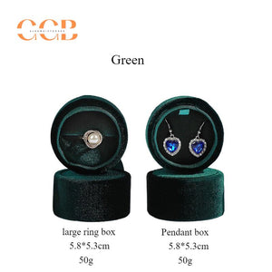 Cylinder Bowtie Ribbon Velvet Ring and Pendant Box