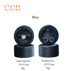 Cylinder Bowtie Ribbon Velvet Ring and Pendant Box