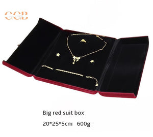 Multi color velvet necklace jewelry set box