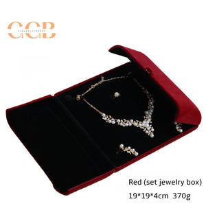 Multi color velvet necklace jewelry set box