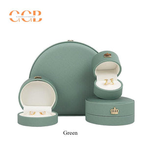 Crown pu leather pattern ring box