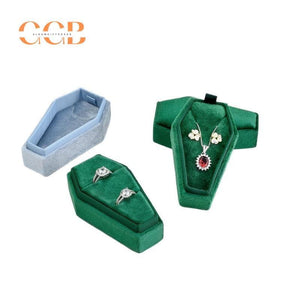 Velvet double slot ring and jewelry storage box in diamond shape