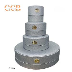 Crown pu leather pattern ring box