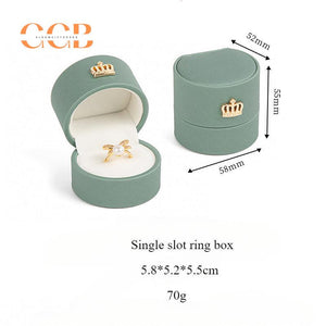 Crown pu leather pattern ring box