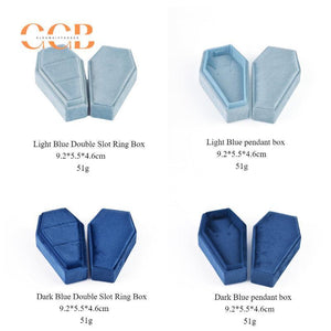 Velvet double slot ring and jewelry storage box in diamond shape