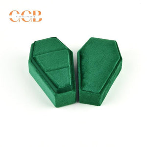 Velvet double slot ring and jewelry storage box in diamond shape