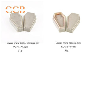 Velvet double slot ring and jewelry storage box in diamond shape