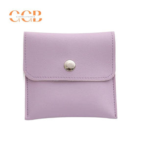 10Pcs Purple PU Leather Jewelry Snap Pouches