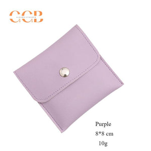 10Pcs Purple PU Leather Jewelry Snap Pouches